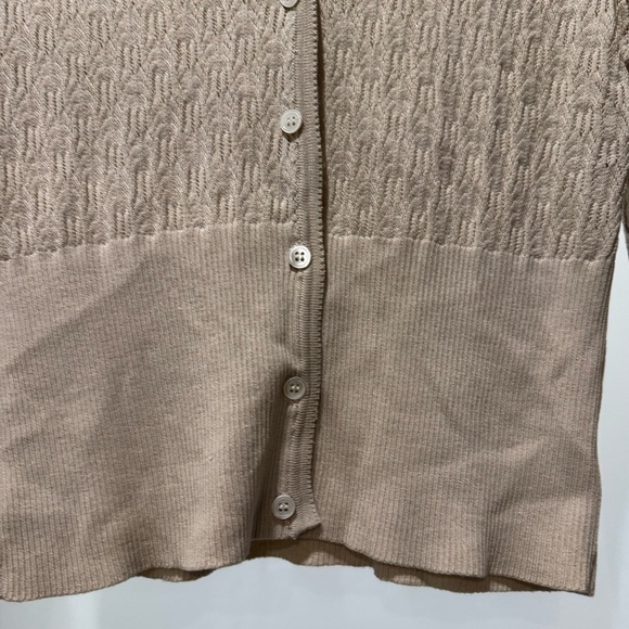 EMANUEL UNGARO Beige Button-Up Silk Cardigan Size M Classic Timeless Elegant - Picture 4 of 13